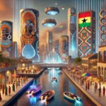 Dall-E generated Futuristic Afrocentric Ghana Cityscape for Awam